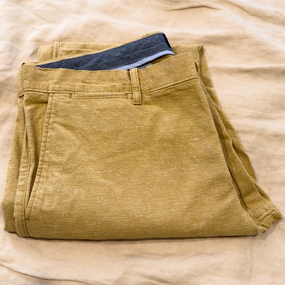 J. Crew Linen Blend Pants Hay colored 770 Straight Stretch W33L32 - Picture 5 of 5